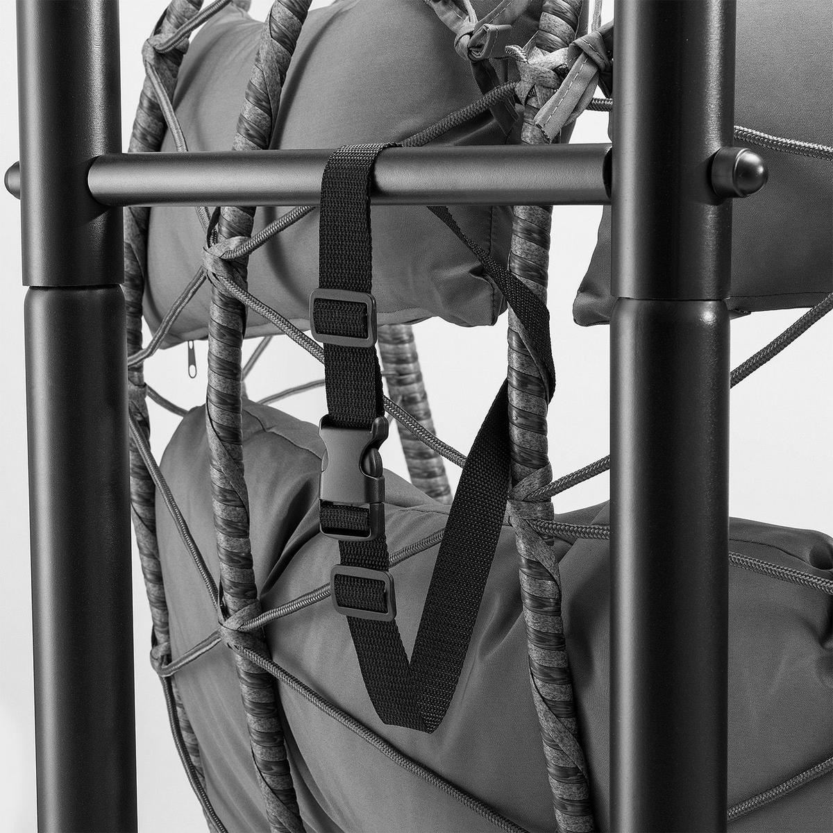 XXL-KORBHÄNGESESSEL Aria grau inkl. waschbare Bezüge - Grau, Kunststoff/Metall (130/197/127cm) - Juskys