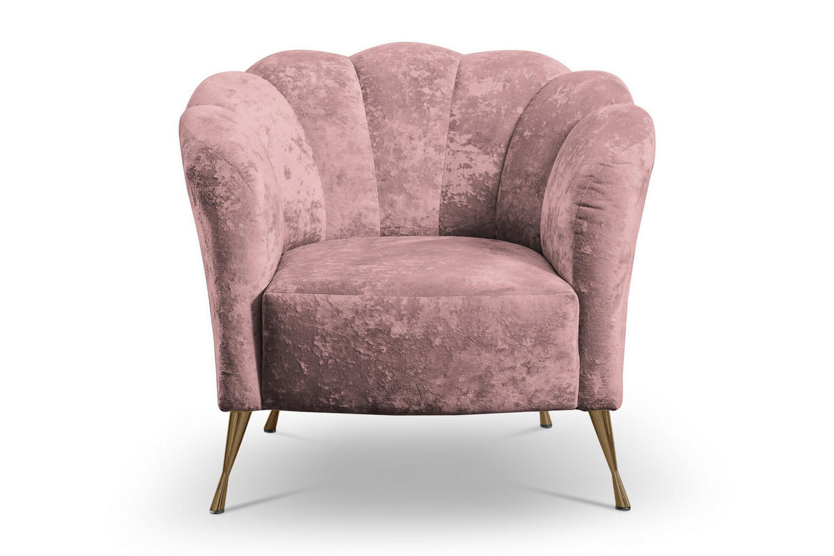 POLSTERSESSEL Adria mit Metallfüßen - Dunkelrosa/Goldfarben, Holzwerkstoff/Textil (87/78/83cm) - Ravio
