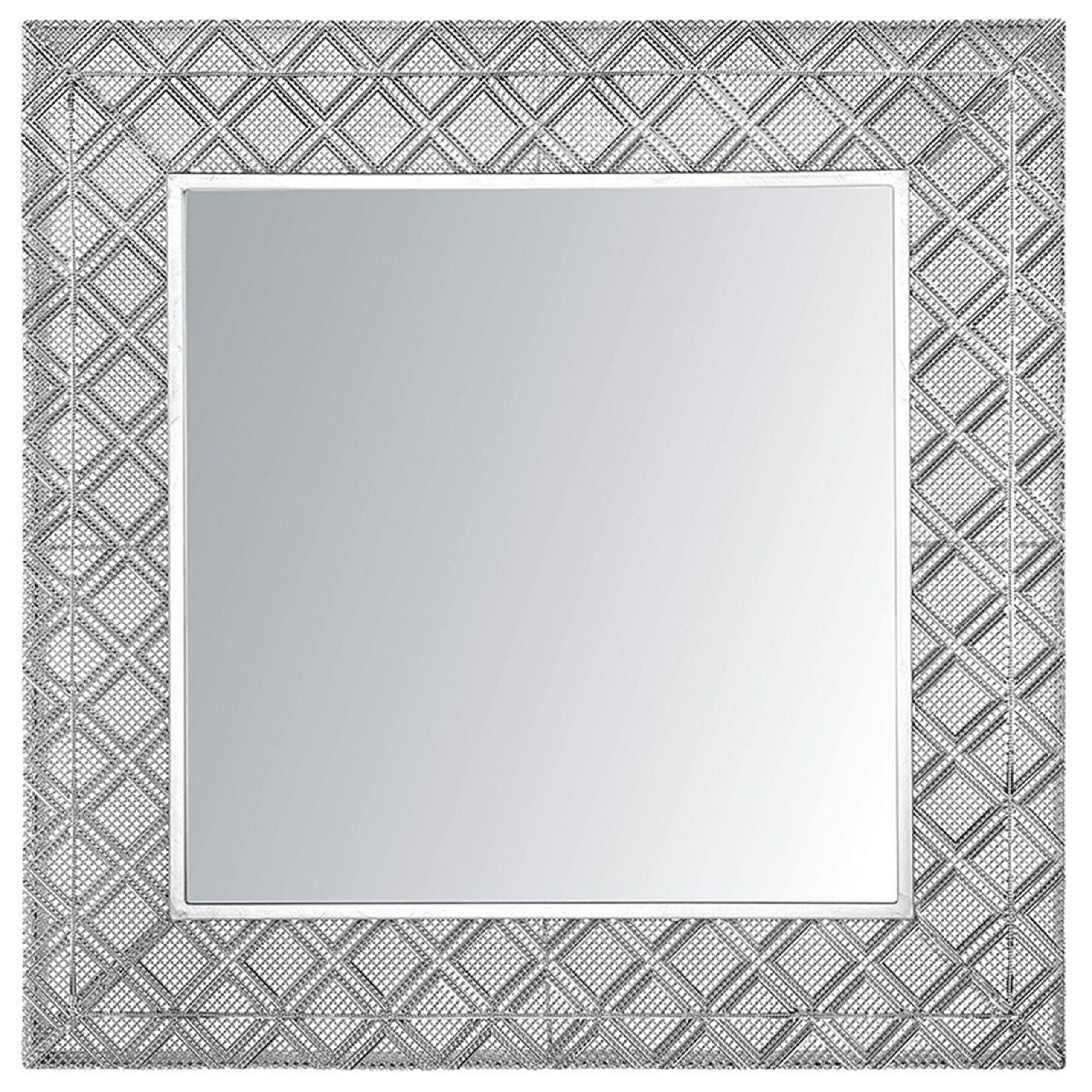 WANDSPIEGEL silber quadratisch 80/80 cm Evettes - Silberfarben, Metall (80/80/5cm) - Beliani