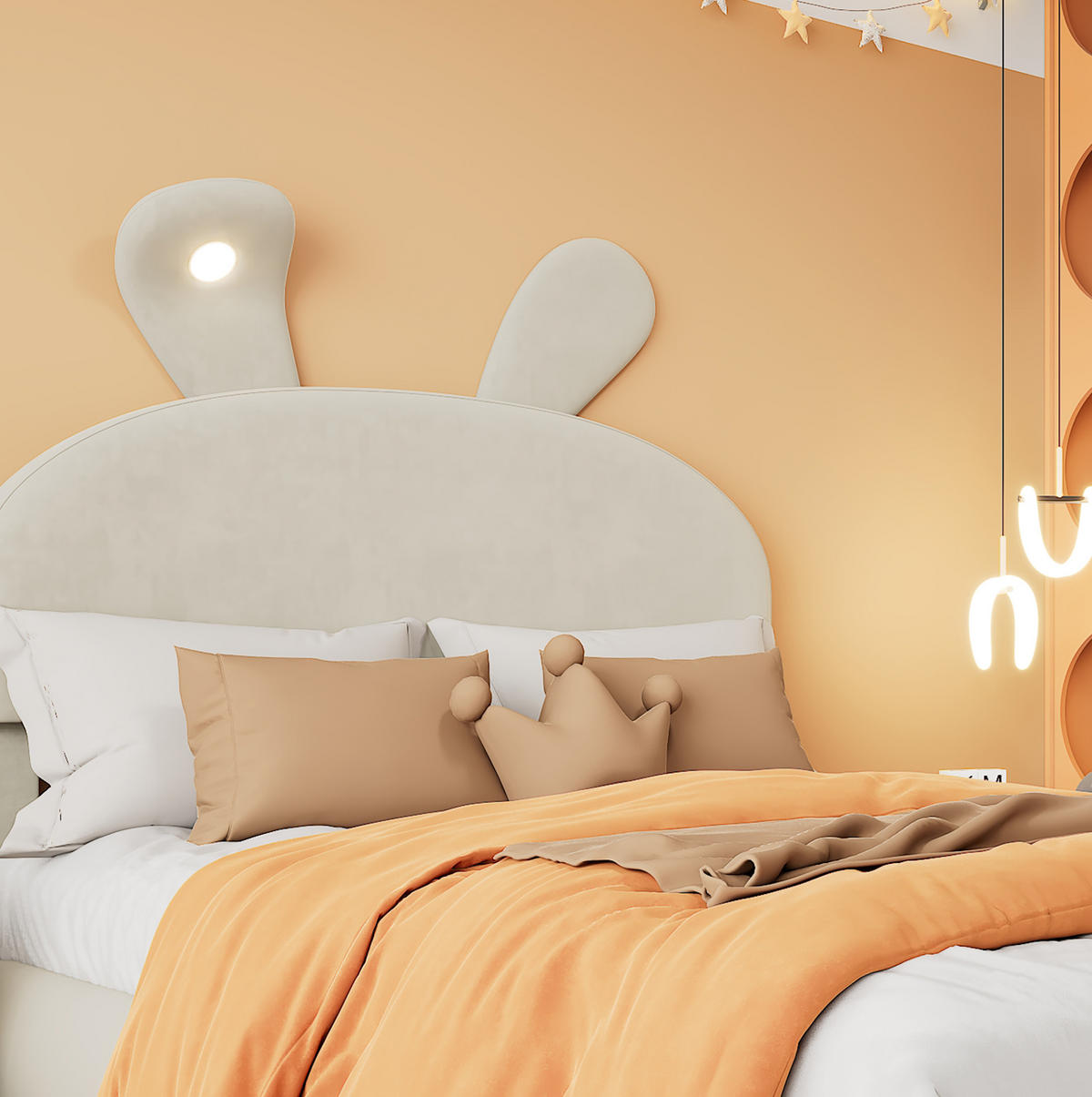 POLSTERBETT 90/200 cm Beige aus Samt mit LED-Beleuchtung und 2 Aufbewahrungshockern - Beige, Textil (90/200cm) - Flora Grace
