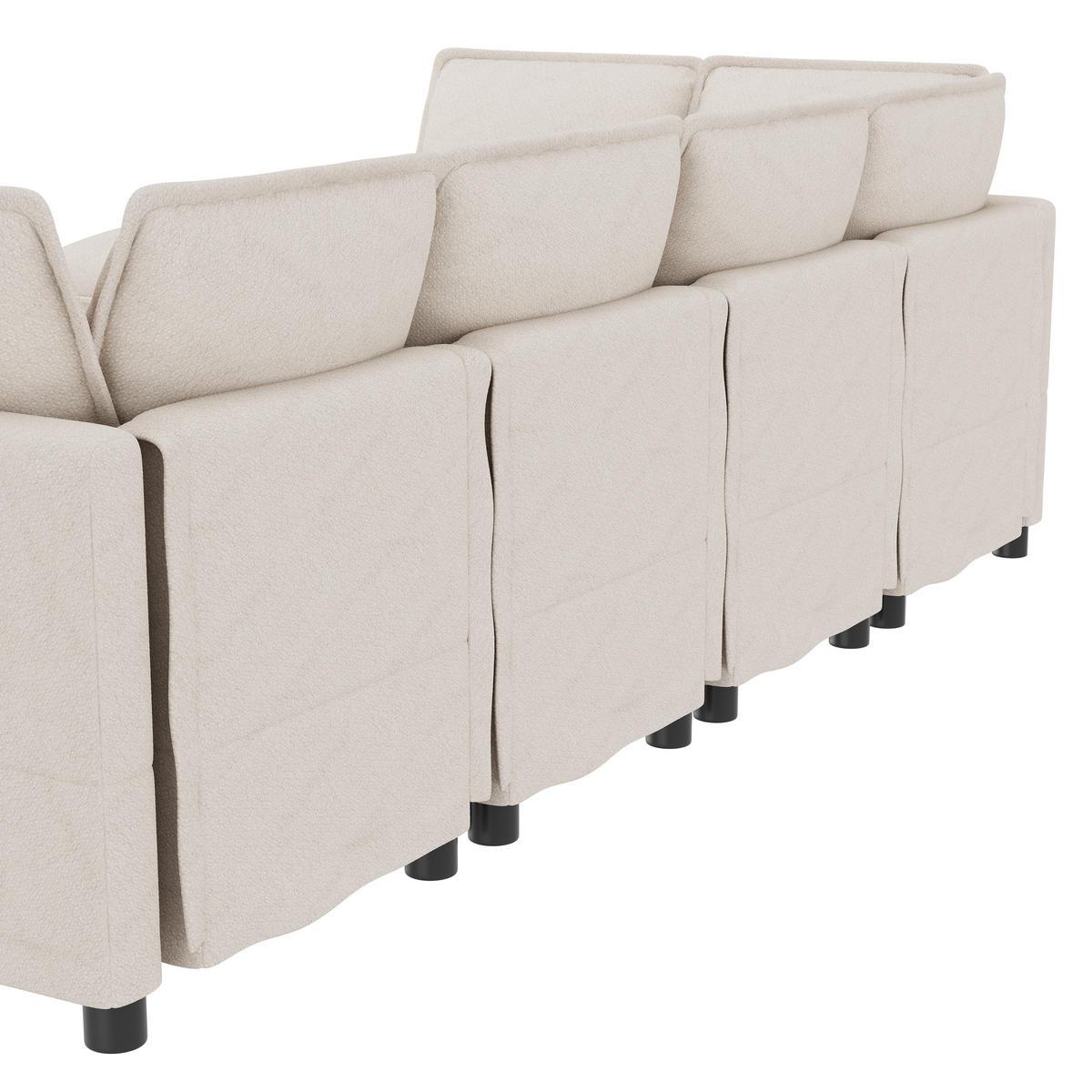 ECKSOFA DE-33261 XXL modular U-/L-Form mit Hocker Beige - Beige, Holzwerkstoff (344/127cm) - ComfortXL