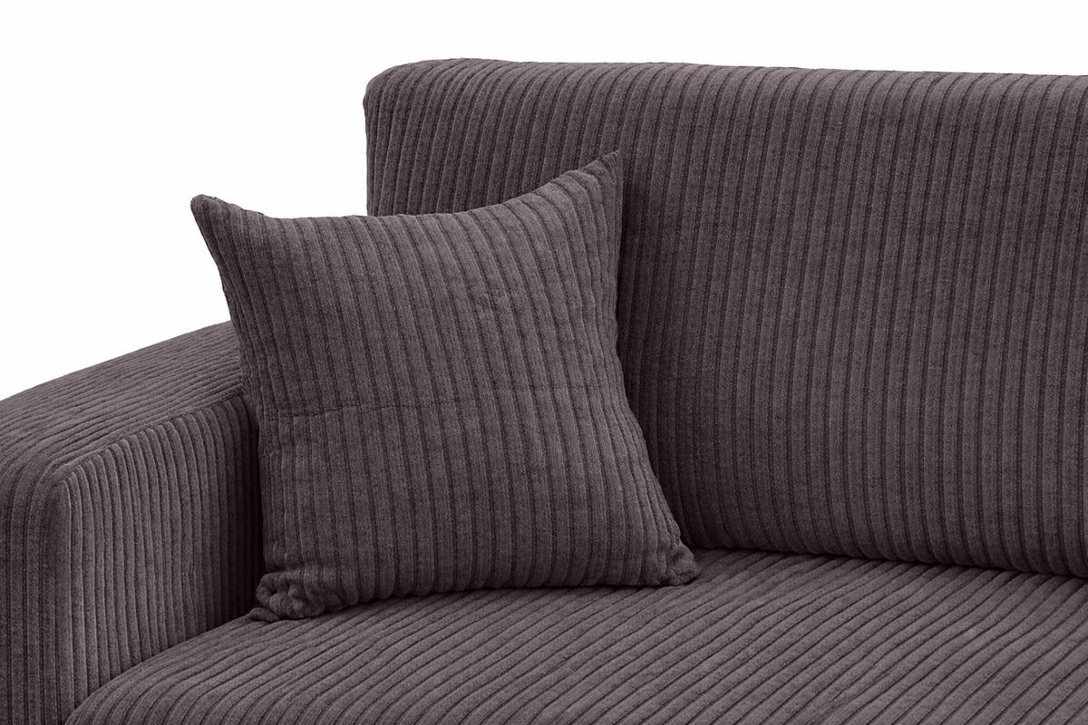 ECKSOFA Mit Schlaffunktion, Cordstoff Poso, Dunkelgrau, Rechts, ROUND ONE XL - Dunkelgrau, Holz (271/175cm) - Kaiser Möbel