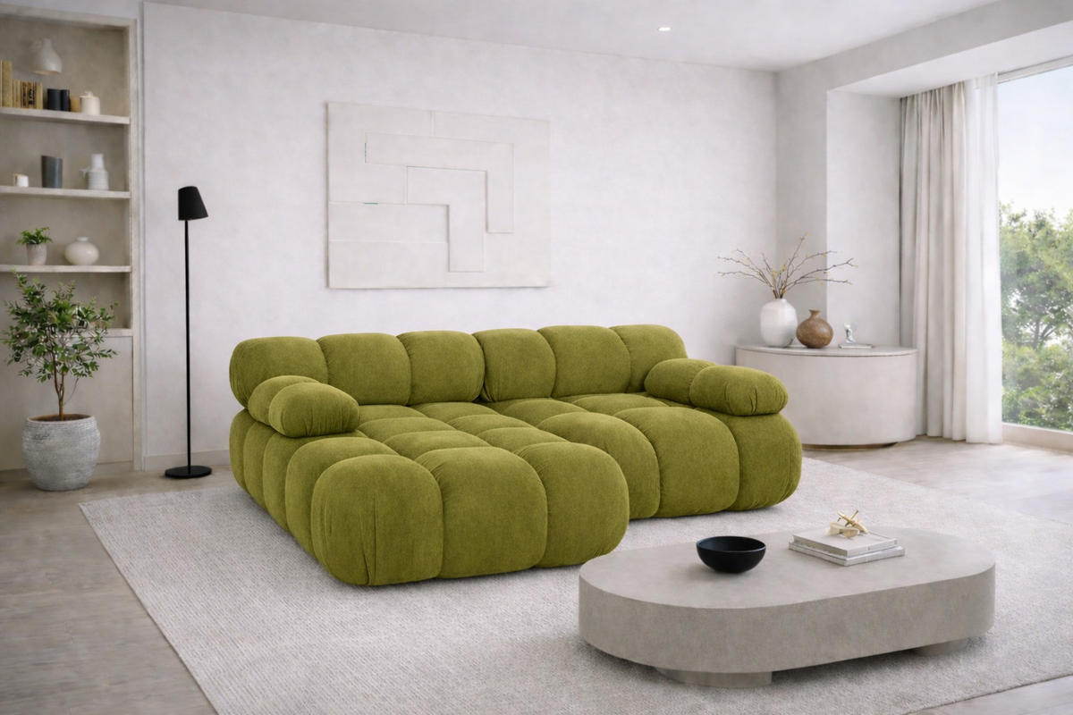ECKSOFA L-form Mini Modular, Veloursstoff Salvador, Olive, Links, Selia - Olivgrün, Holz (190/160cm) - Kaiser Möbel