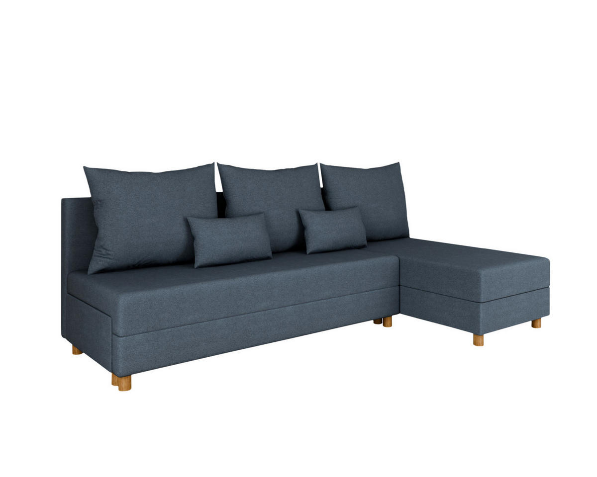 ECKSOFA Lellice L-Form- links oder rechts montierbar, blau - Blau, Holz (214/122cm) - Homesy