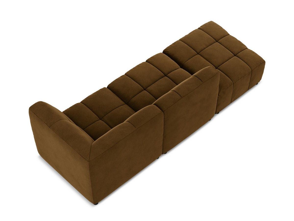 ECKSOFA Links Samt Stoff Gelb - Currygelb/Schwarz, Holzwerkstoff/Kunststoff (240/90cm) - Makamii