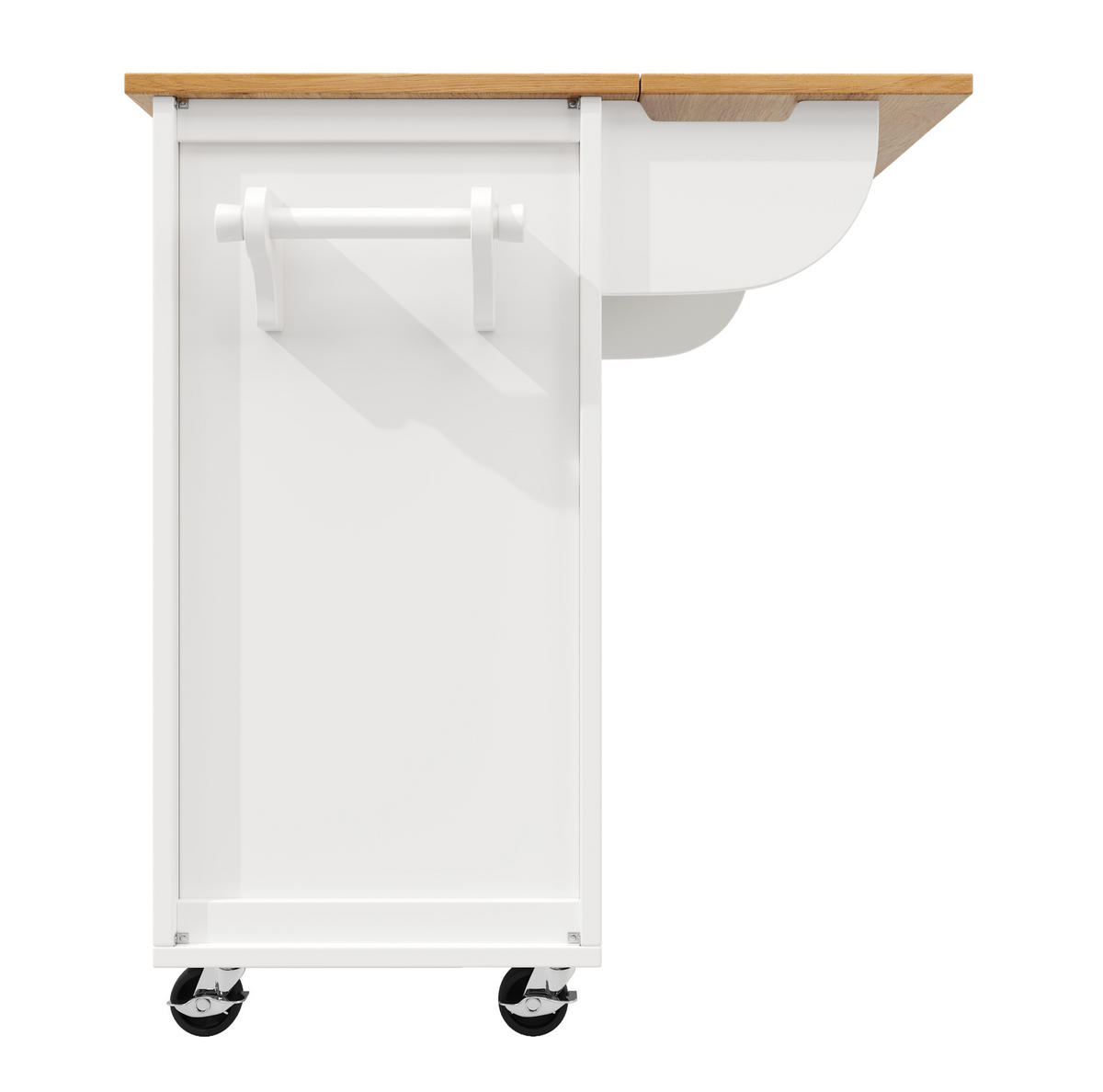 KÜCHENINSEL 137,9/92,2/73 cm Weiß aus MDF und Metall mit klappbarer Arbeitsplatte - Weiß, Holzwerkstoff (73/92.5/137.9cm) - OKMYHOME