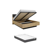BETT mit Bettkasten - 2 Personen - Holz, Platte - Schwarz, Naturfarben Hell - - Schwarz/Naturfarben, Holz (160/200cm) - Vente-Unique