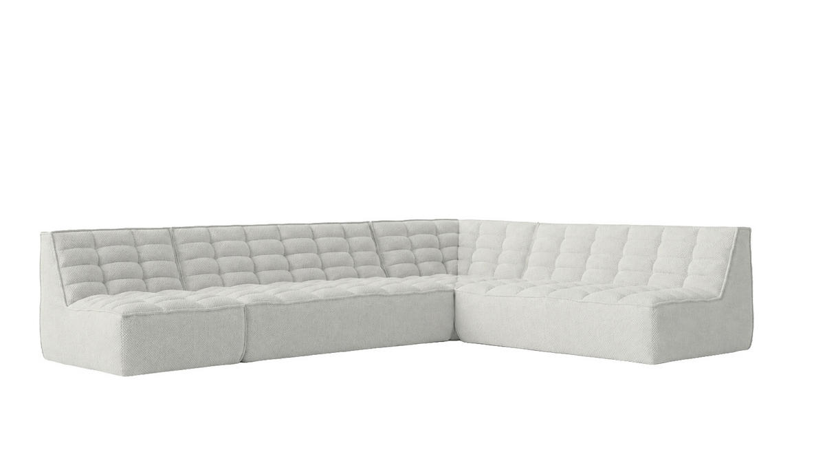 ROHOVÁ SEDAČKA modulární ve tvaru L, plyšová tkanina Pop, Ice, Levá strana, LAZY L - bílá, dřevo (333/253cm) - Kaiser Möbel