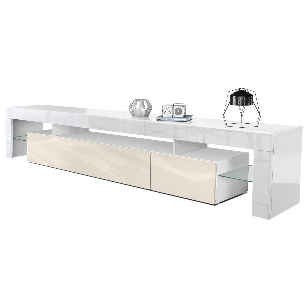 LOWBOARD Lima Front in Creme Hochglanz - Creme, Holzwerkstoff (189/35/38cm) - Vladon