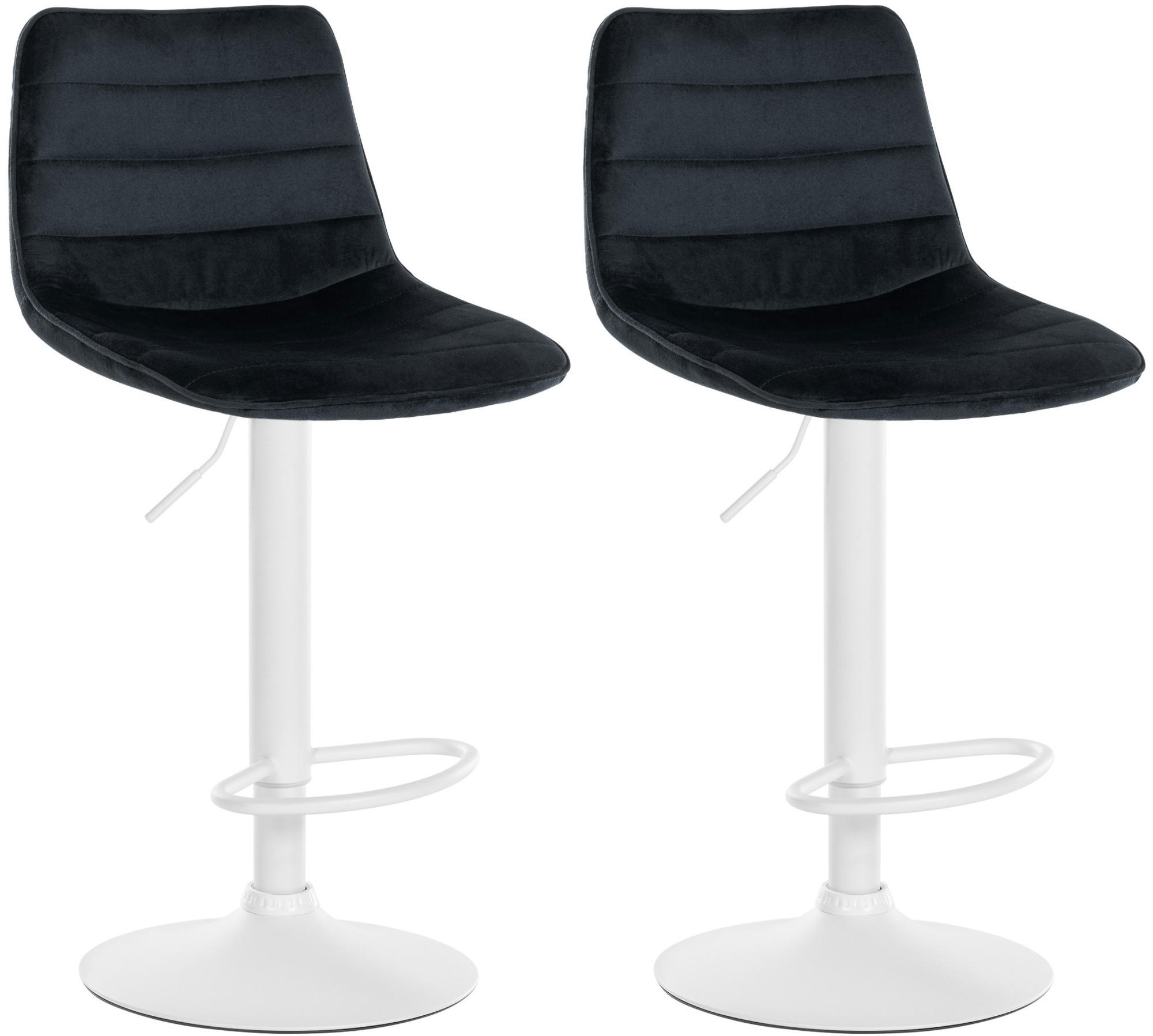BARHOCKER 2er Set Samt schwarz - Schwarz/Weiß, Textil/Metall (45/89/46cm) - CLP