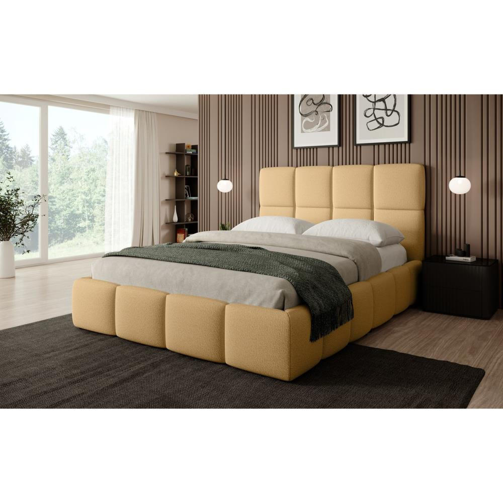 POLSTERBETT Nostro mit Bettkasten 180x200 cm gelb - Gelb/Schwarz, Textil (180/200cm) - Beautysofa