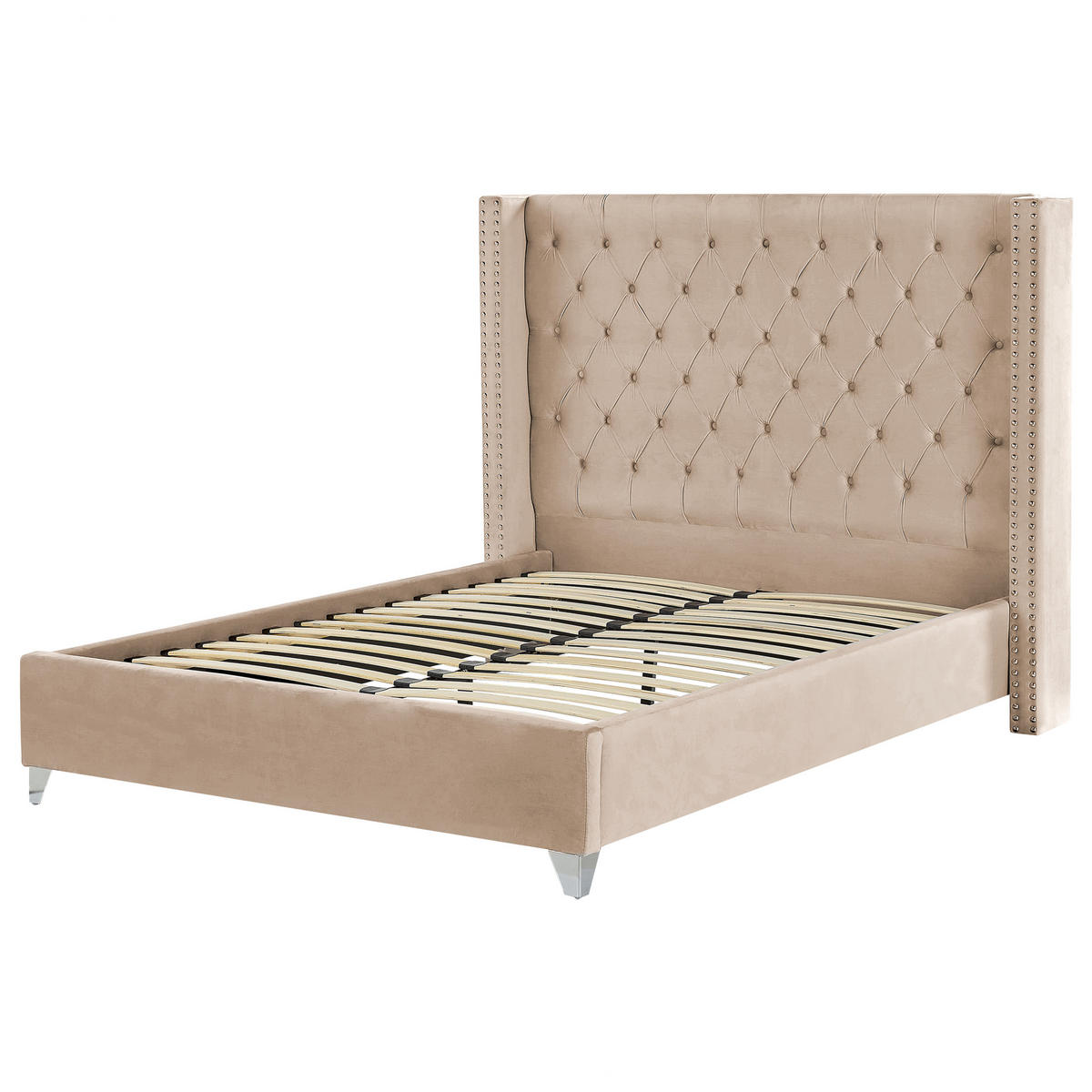 POLSTERBETT 160/200cm Beige Lubbon - Beige, Textil (160/200cm) - Beliani