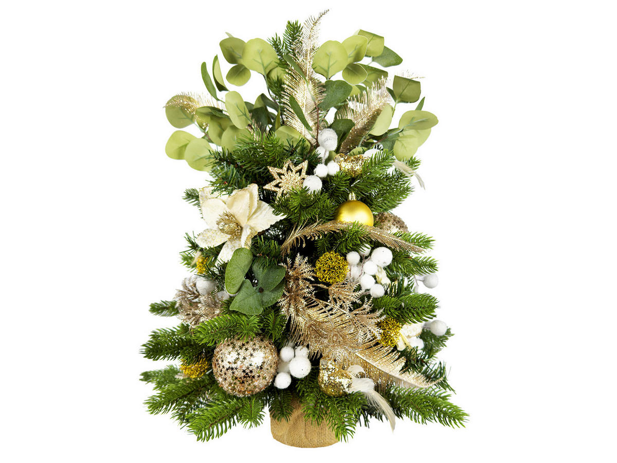 LAALU WEIHNACHTSBAUM geschmückt künstlich NEGATIVE CHAMPAGNE II 60 cm mit LED-Beleuchtung IN FLOWER - Champagner/Goldfarben, Kunststoff (60cm) - LAALU