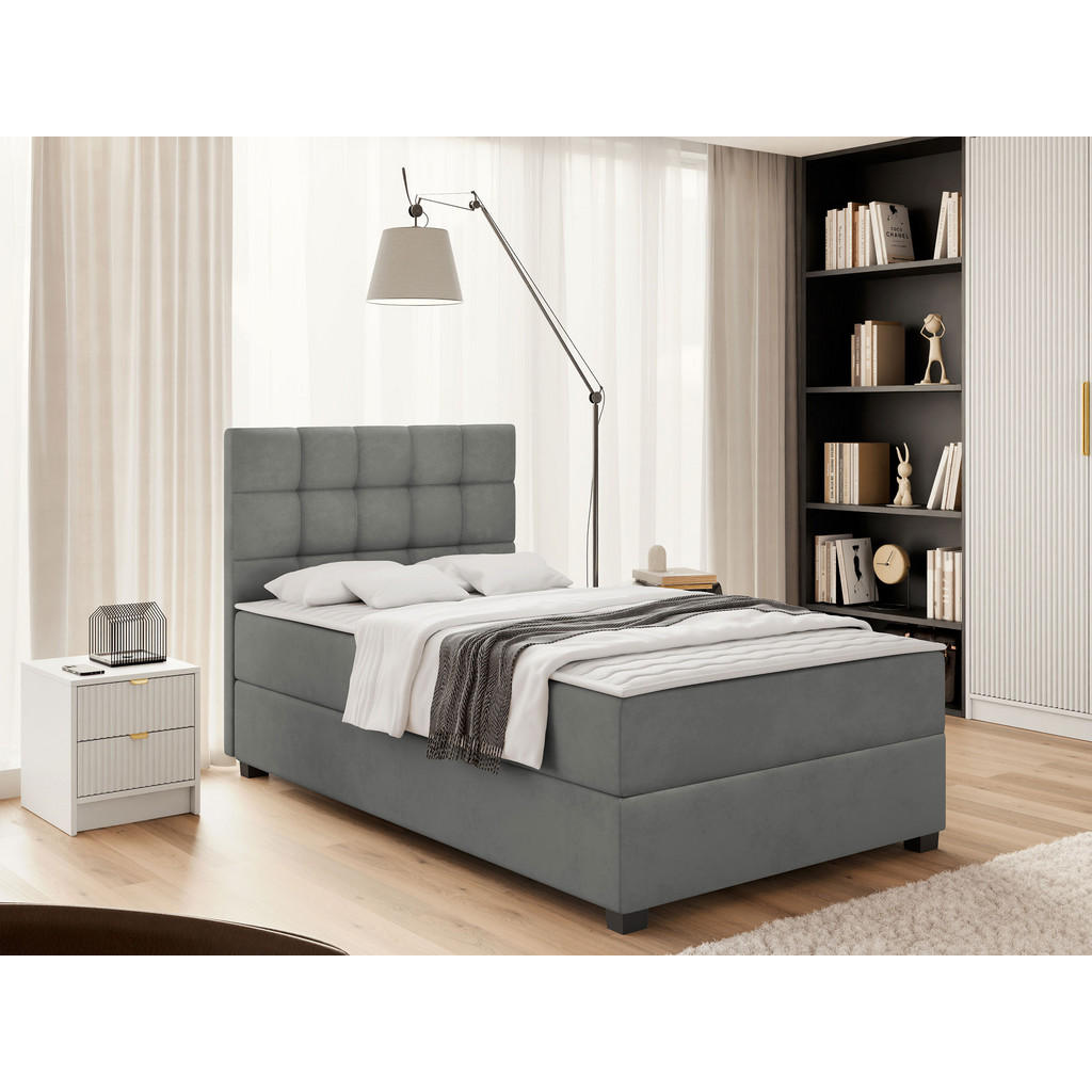 Thumbnail - Mirjan24 Boxbett, Grau, Textil, H3, Höhe ca. 21 cm, Rechteckig, 120x200 cm, Schlafzimmer, Betten, Boxspringbetten