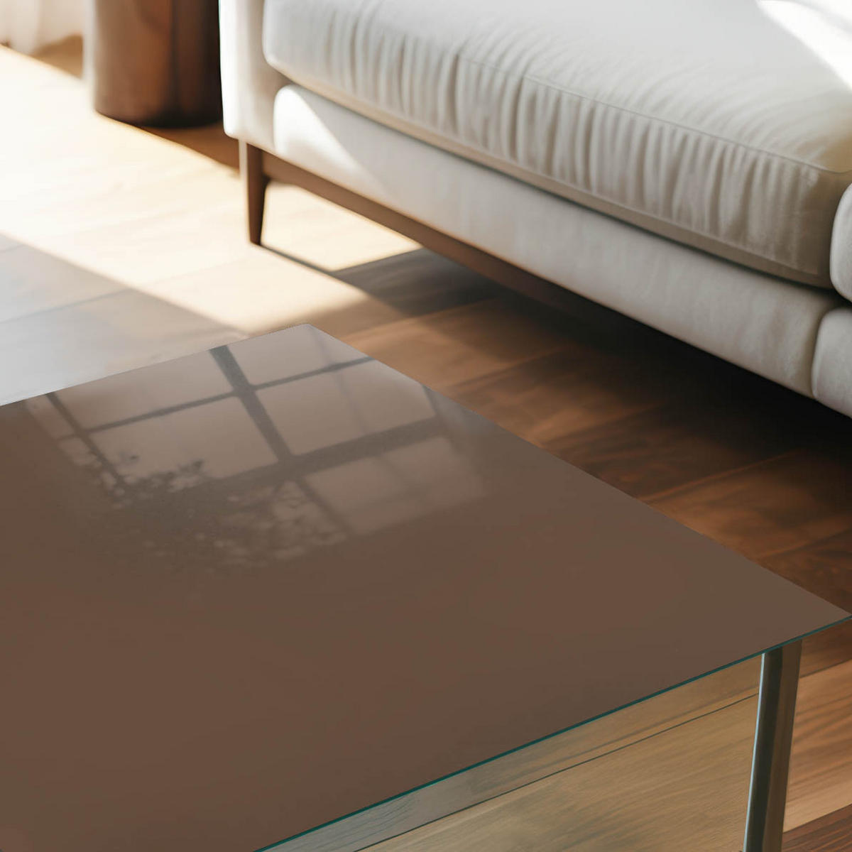 TISCHPLATTE 125x50 cm – Kastanienbraun - Grau, Glas (125/50/0.4cm) - Wallfluent
