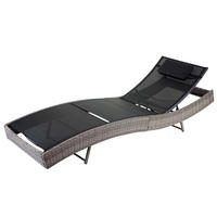 SONNENLIEGE Grau, Schwarz - Schwarz/Grau, Kunststoff (70/88/220cm) - MCW