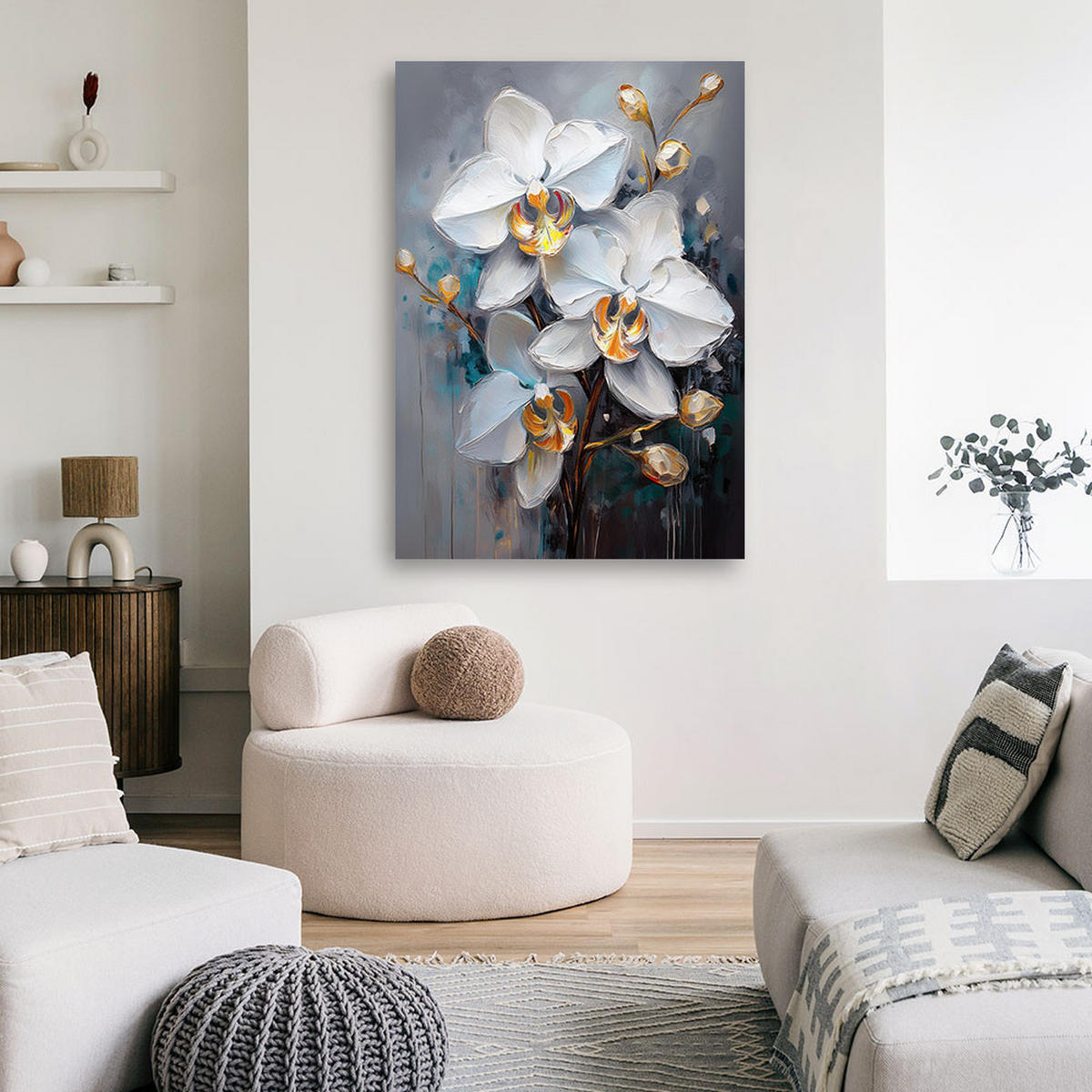 WANDBILD weiße orchidee blüht glamour - Weiß, Textil (40/60cm) - Feeby