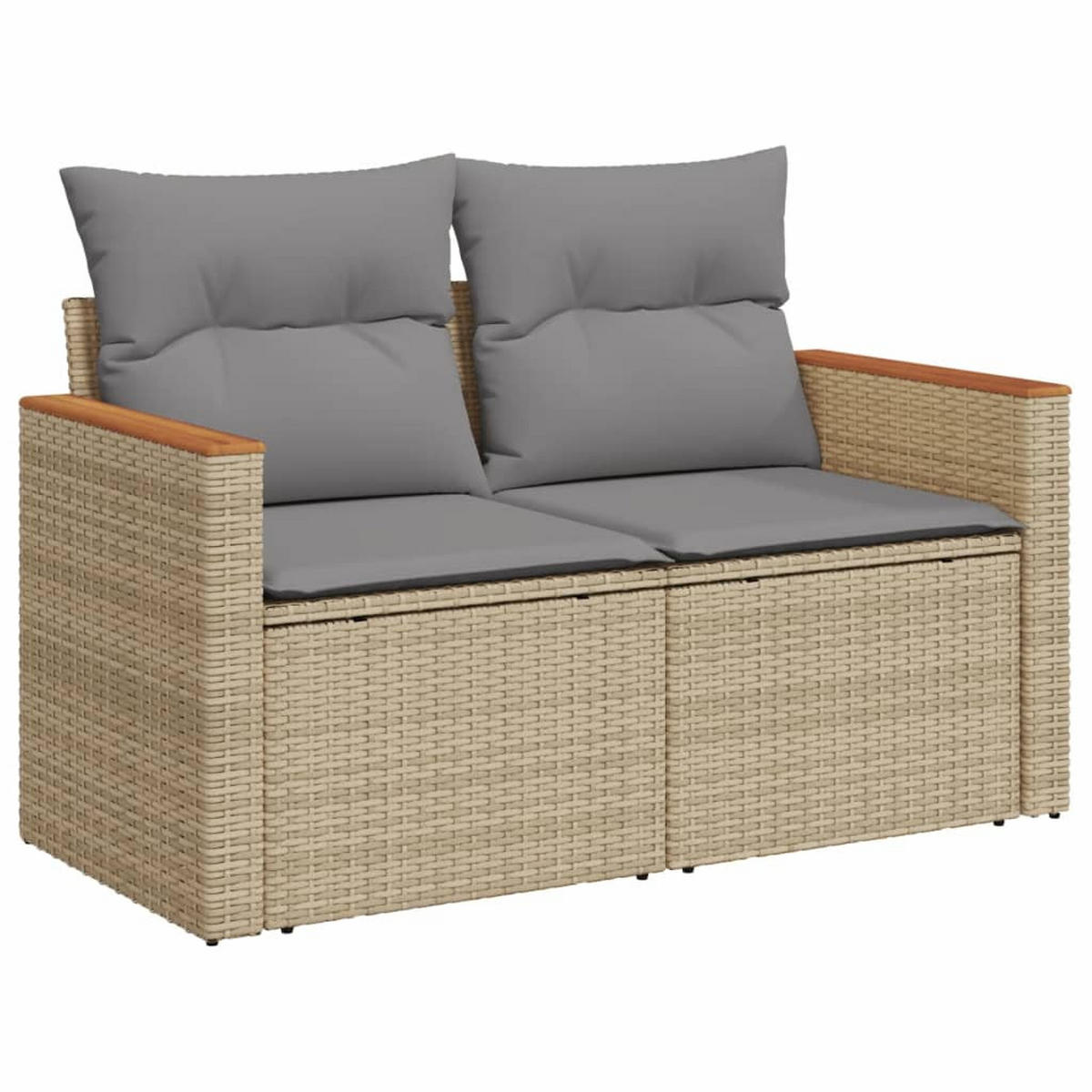 GARTEN-SOFAGARNITUR 4-teilig Mit Kissen Beigemischung Poly Rattan - Beige, Kunststoff - vidaXL