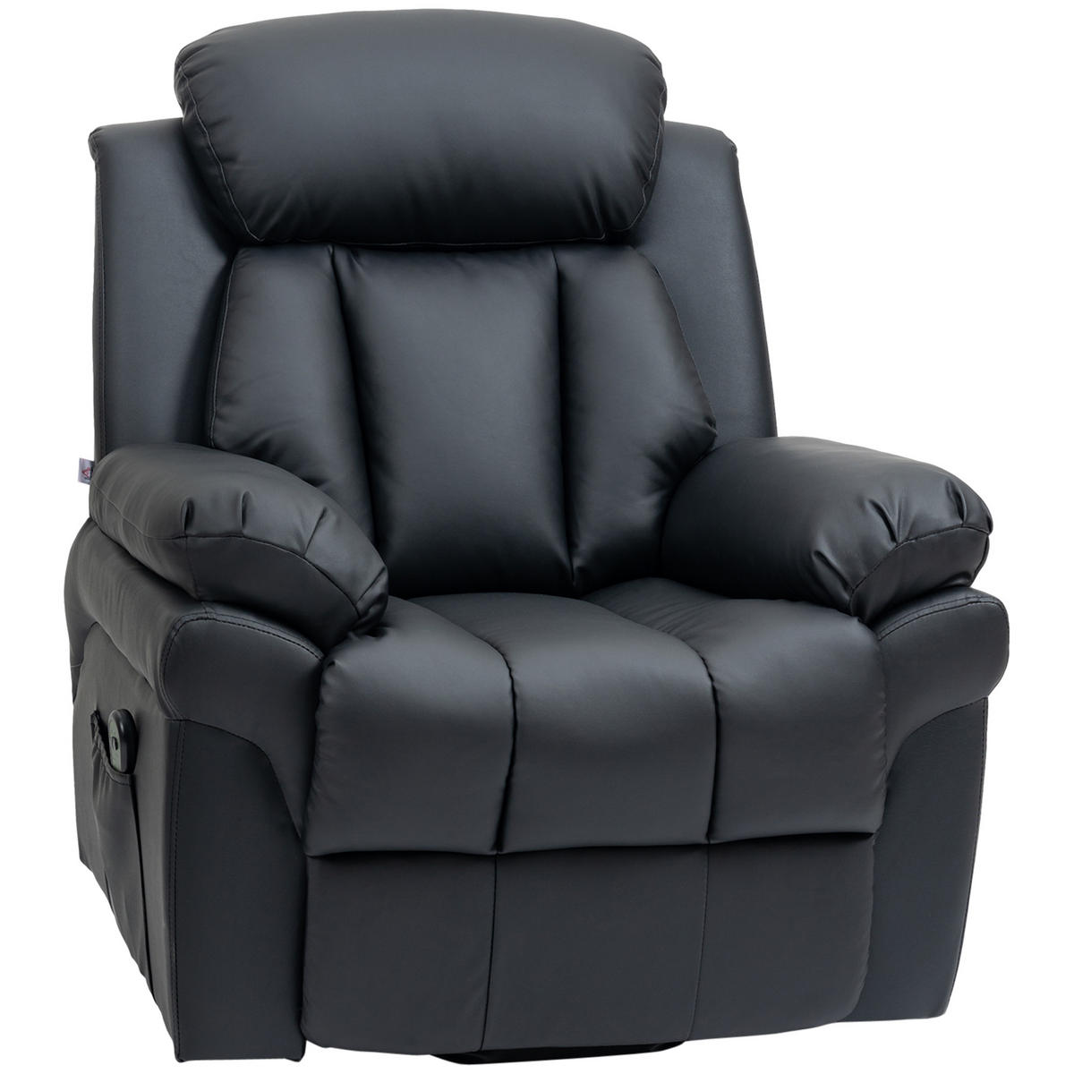 RELAXSESSEL DE-15417 mit Aufstehhilfe und verstellbarer Fußstütze Schwarz - Schwarz, Leder (93/105/96cm) - ComfortXL