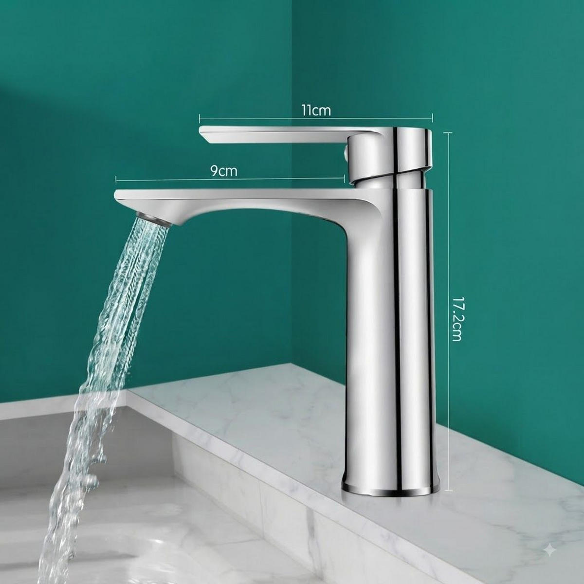BADEZIMMERARMATUR, inklusive 80 cm Zulaufschlauch, 17 cm hoch, silber. - Silberfarben, Metall (50/6/25cm) - Vallsero