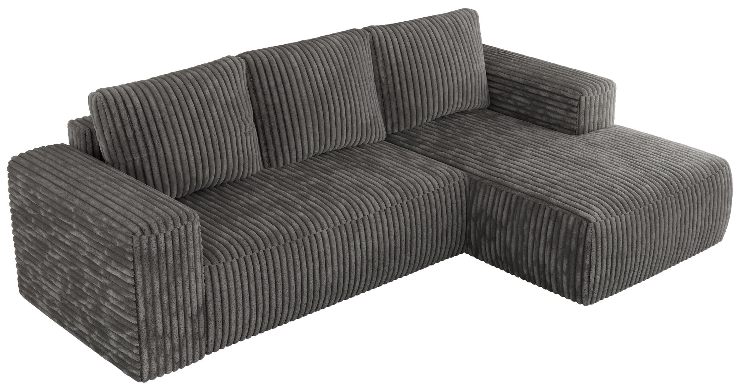 ECKSOFA TRENTINO L Dunkelgrau Cord - Rechts - Dunkelgrau/Schwarz, Textil (164/266cm) - MKS