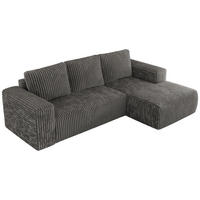 ECKSOFA TRENTINO L Dunkelgrau Cord - Rechts - Dunkelgrau/Schwarz, Textil (164/266cm) - MKS
