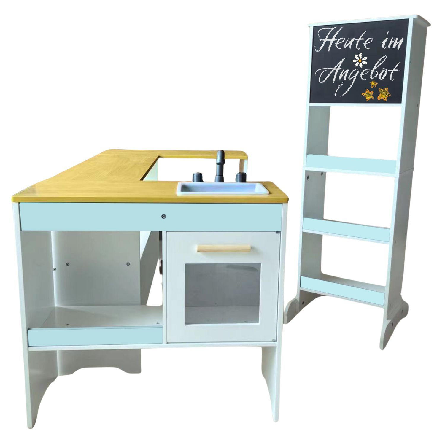 SPIELKÜCHE IDA 4er-Set in Türkis 224/30/100 cm - Türkis, Holz (224/30/100cm) - Coemo