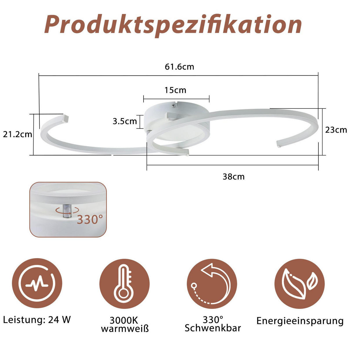 LED-DECKENLEUCHTE Kroeger 23/61.6/7cm - Weiß, Metall (61.6/23/7cm) - Nettlife