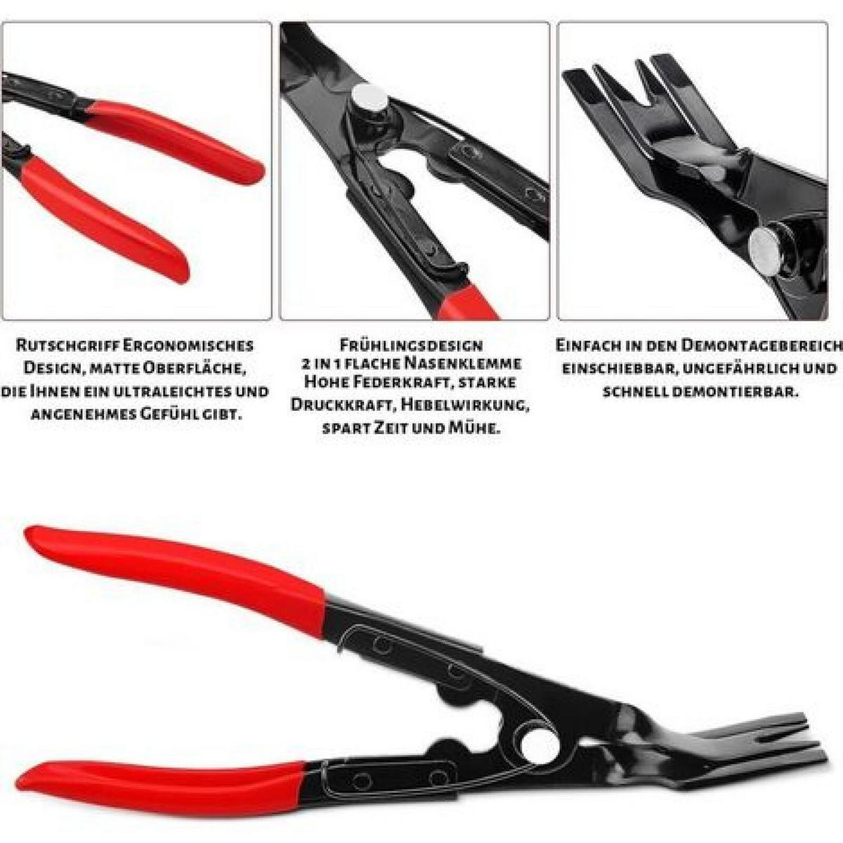 ZANGE – mit 1 bis 2 mm dicken Spitzen – zum schnellen und sicheren Entfernen von Türpaneelen und Möbelclips. - Schwarz, Metall (23.5/8.5/1cm) - DCA
