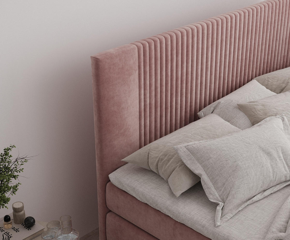 BOXSPRINGBETT Bergamo Rosa 160/200 cm - Schwarz/Rosa, Holz/Holzwerkstoff (160/200cm) - Maison de Reve