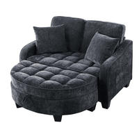 SCHLAFSOFA 2-in-1 mit Hocker und Stauraum, Schwarz - Schwarz, Holz (132/93/129cm)