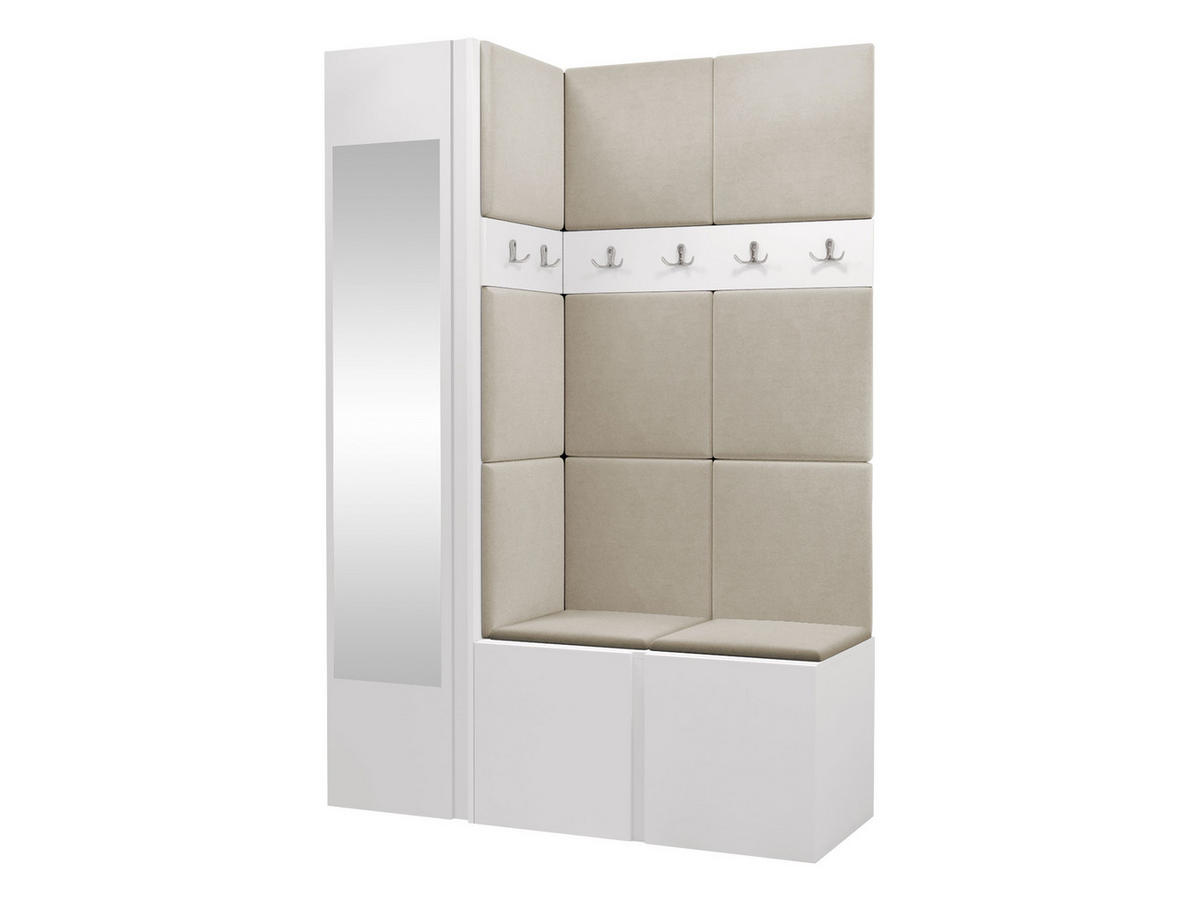 GARDEROBEN-SET Orion X - Beige/Weiß, Holzwerkstoff/Kunststoff (124/186/46cm) - MIRJAN24