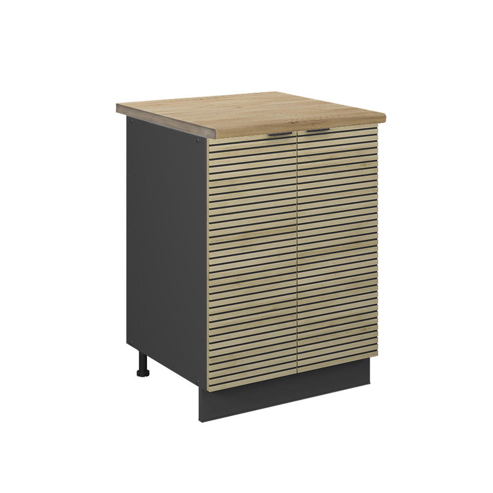 KÜCHENUNTERSCHRANK Fame-Line Eiche Paneel 60 cm , AP Eiche - Hellbraun/Eichefarben, Holzwerkstoff (60/82/60cm) - Vicco