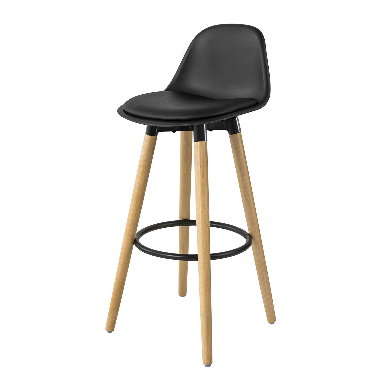 BARHOCKER Buche Schwarz - Naturfarben, Holzwerkstoff (39/92/41cm) - SoBuy