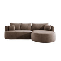 ECKSOFA FIORE L-förm Moderne Ausziehbare Schlaf-Funktion, automatischer Auffaltung, lose Rückenkissen freistehend RECHTS 284x183x82cm Cappuccino - Cappuccino, Holz/Textil (284/183cm) - DomoHome
