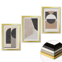 WANDBILDER 3er Set - 20x30 cm Goldrahmen - Abstrakte Formen beige braun - Goldfarben, Kunststoff (20/30cm) - ArtPrintCave