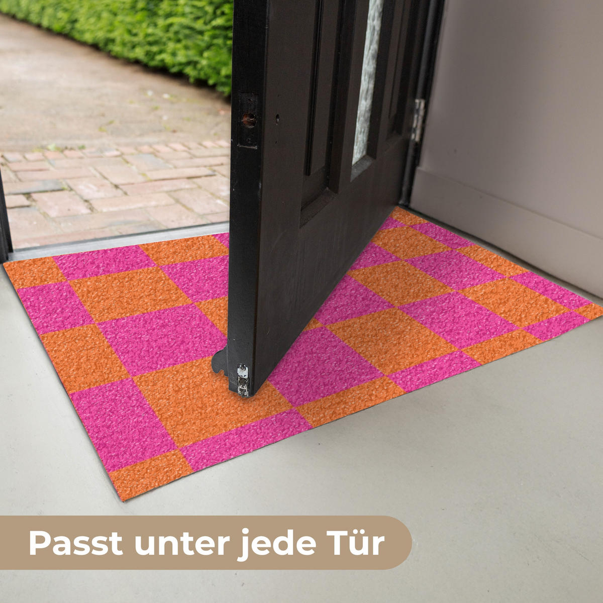 FUSSMATTE Schachbrettmuster - Orange - Rosa - Blöcke 60x40 cm - Pink, Kunststoff (60/0.4cm) - MuchoWow