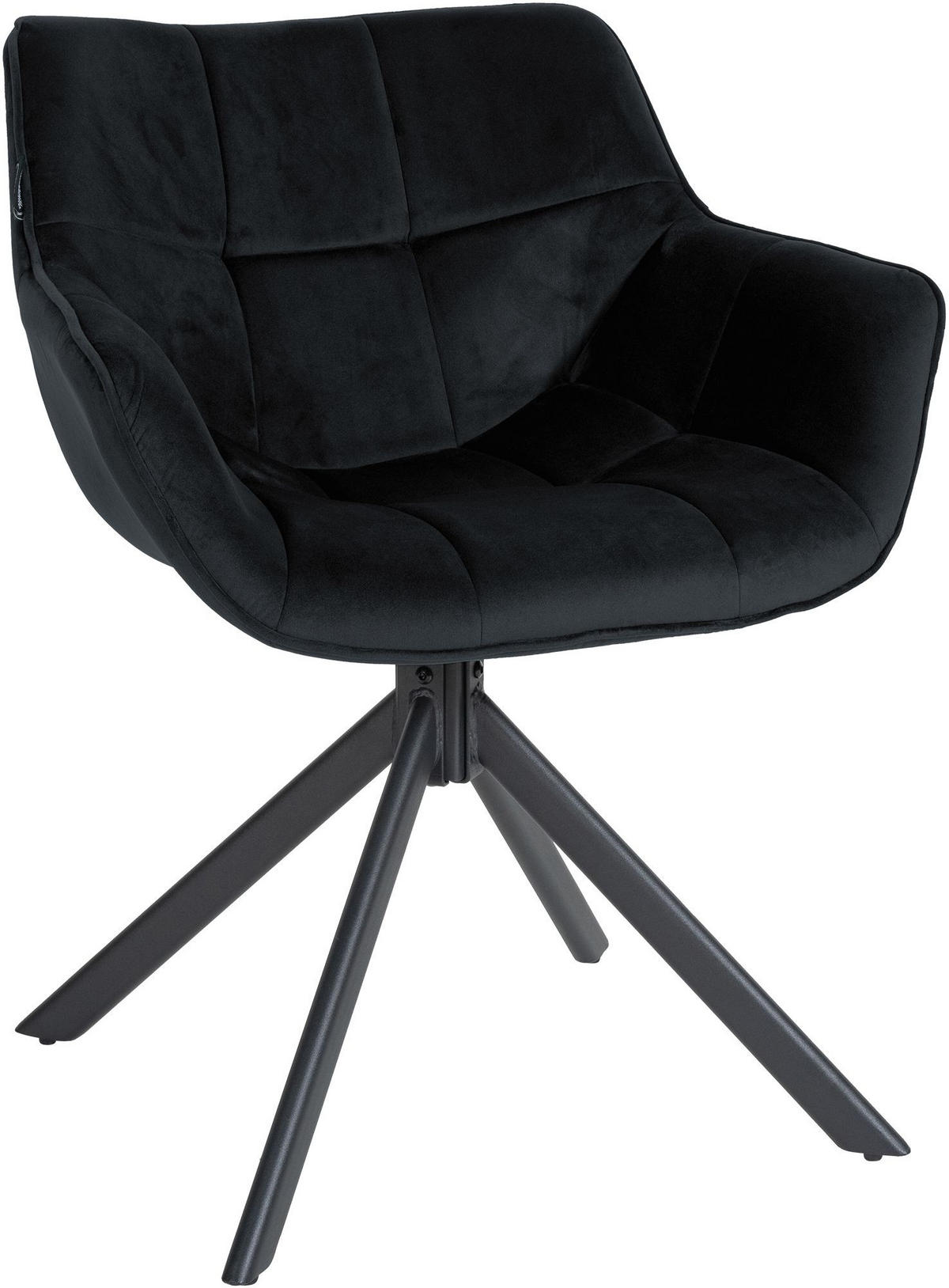 STUHL Samt schwarz - Schwarz, Textil/Metall (65/78/59cm) - CLP