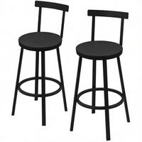 HOCKER 2er-Set mit Rückenlehne 51,5 x 51,5 x 89 cm Schwarz - Schwarz, Metall (51.5/89/51.5cm) - Meubliv