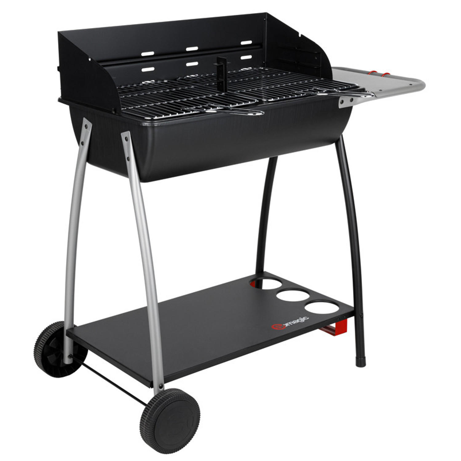 HOLZKOHLEGRILL Schwarz - Schwarz, Metall (52.5/94/104.5cm) - Somagic