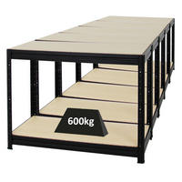 WERKBANK Dino 5er-Set mit 5x höhenverstellbar 90x120x60 cm Traglast 600 kg Schwarz - Schwarz, Metall (600/90/60cm) - PROREGAL