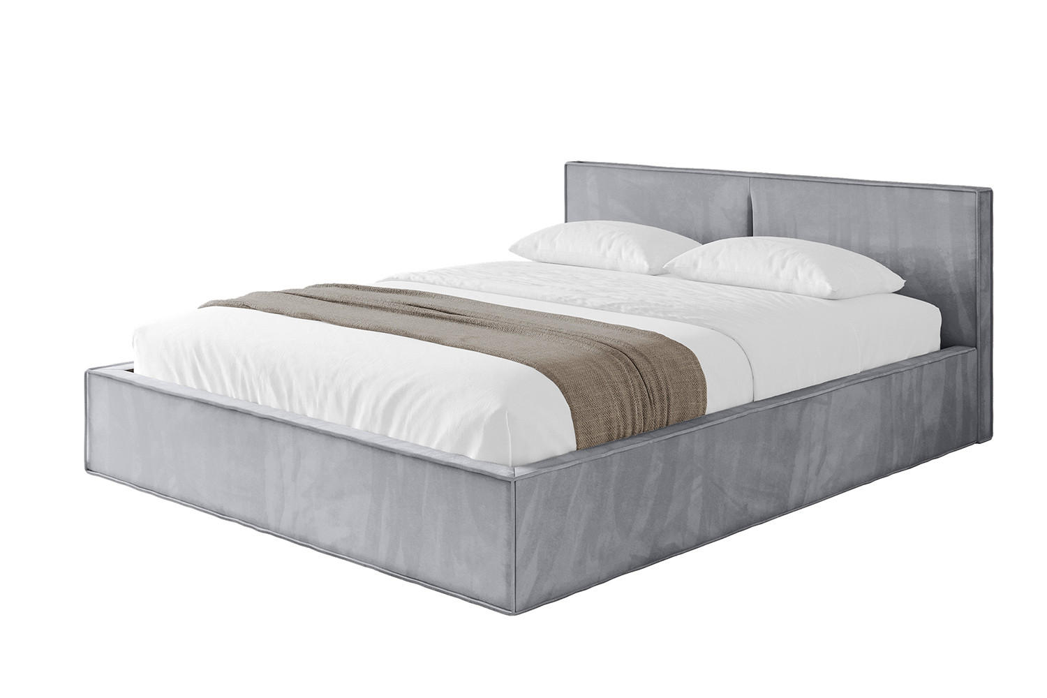 POLSTERBETT mit Bettkasten und Lattenrost, Bett mit Matratze H3/H4 - EMMI-V1 180x200 Hellgrau - Hellgrau, Holzwerkstoff/Textil (180/200cm) - ALTDECOR