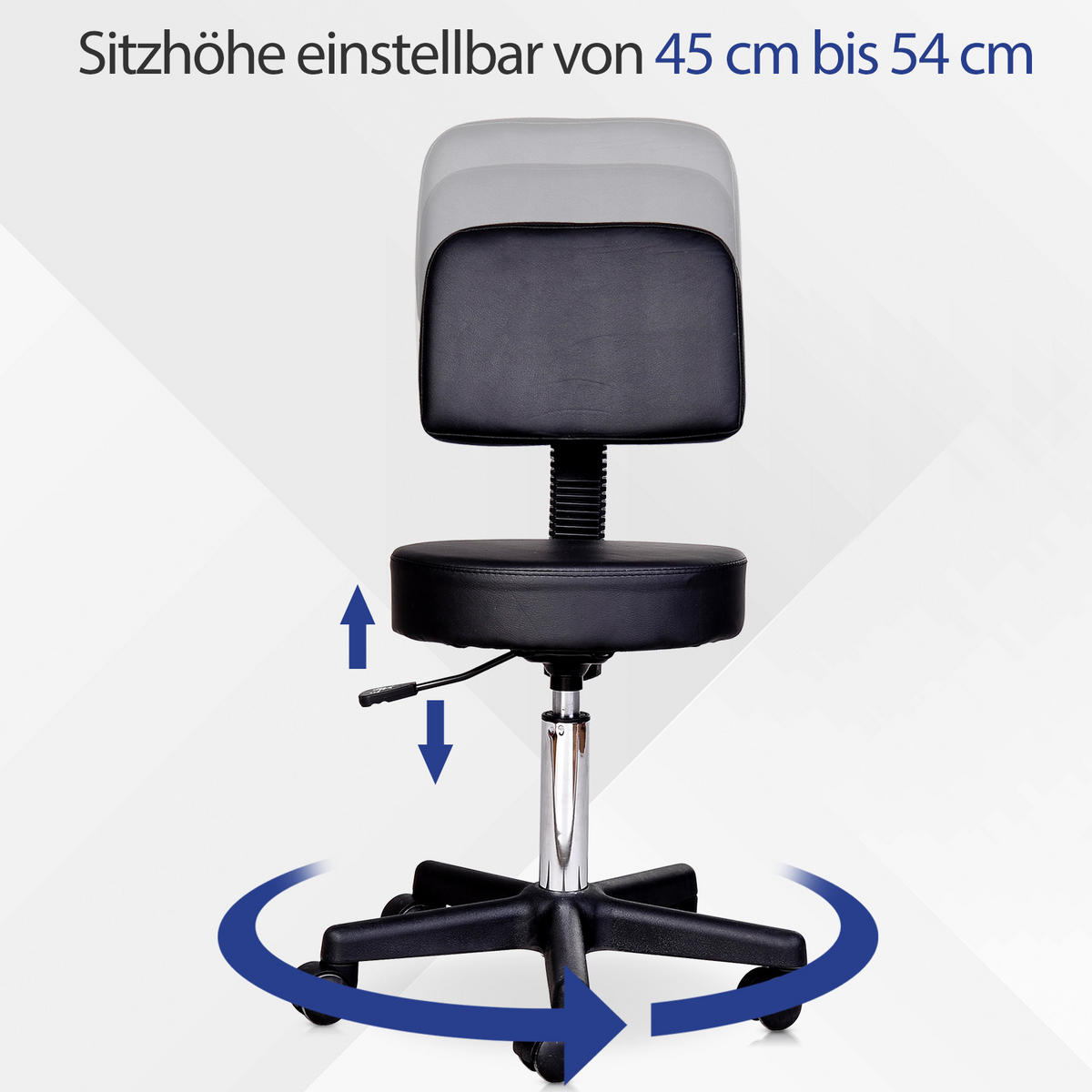 ROLLHOCKER Arbeitsstuhl Kosmetikstuhl Drehstuhl Hocker Profi Salon Stuhl Schwarz - Schwarz, Kunststoff (35/84/35cm) - HOMCOM