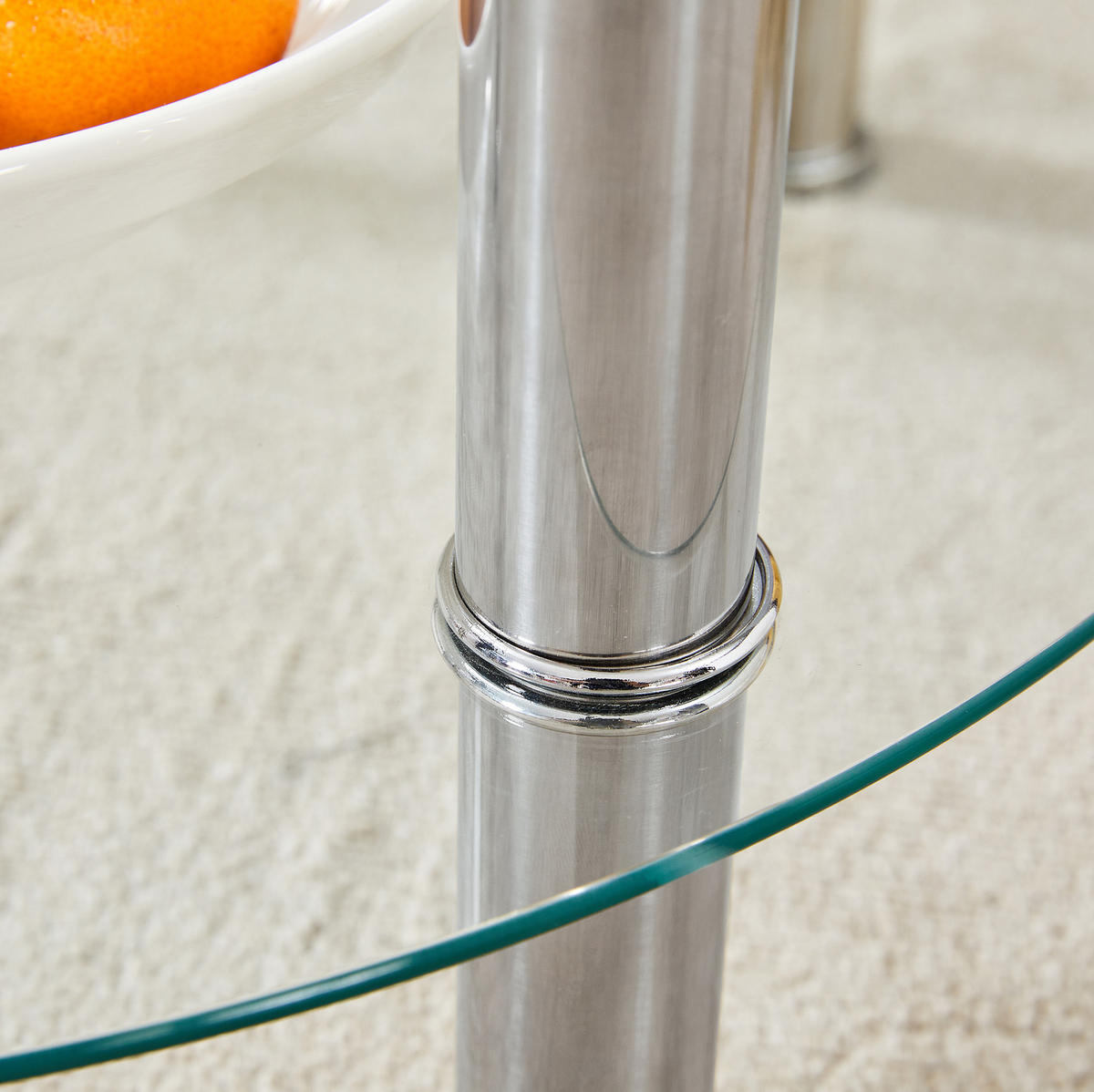 COUCHTISCH 70/60/42 cm Silber/Transparent aus Glas und Metall zweistufig - Silberfarben, Glas (70/70/42cm) - OKMYHOME