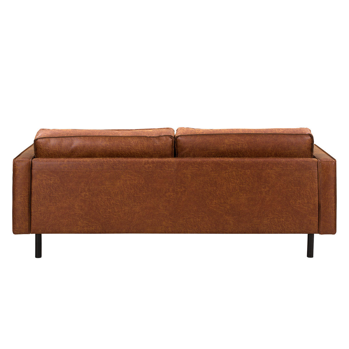 3-SITZER SOFA - Cognac/Schwarz, Leder/Textil (207/81/96cm) - home24