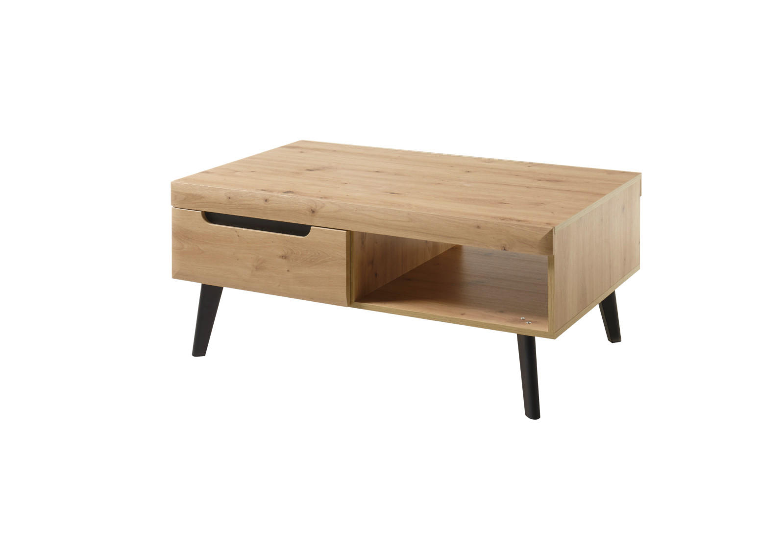 COUCHTISCH Artisan Eiche schwarz, Beistelltisch skandinavisch, 107 x 67 cm - Schwarz/Eiche Artisan, Holzwerkstoff (107/67/46cm) - Furn.Design