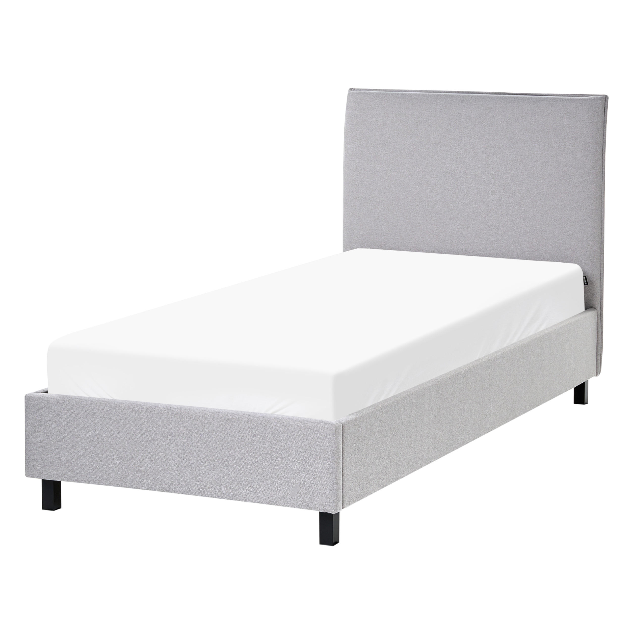 BETT mit Lattenrost 90/200 cm Stoff Hellgrau Sennez - Hellgrau, Textil (90/200cm) - Beliani