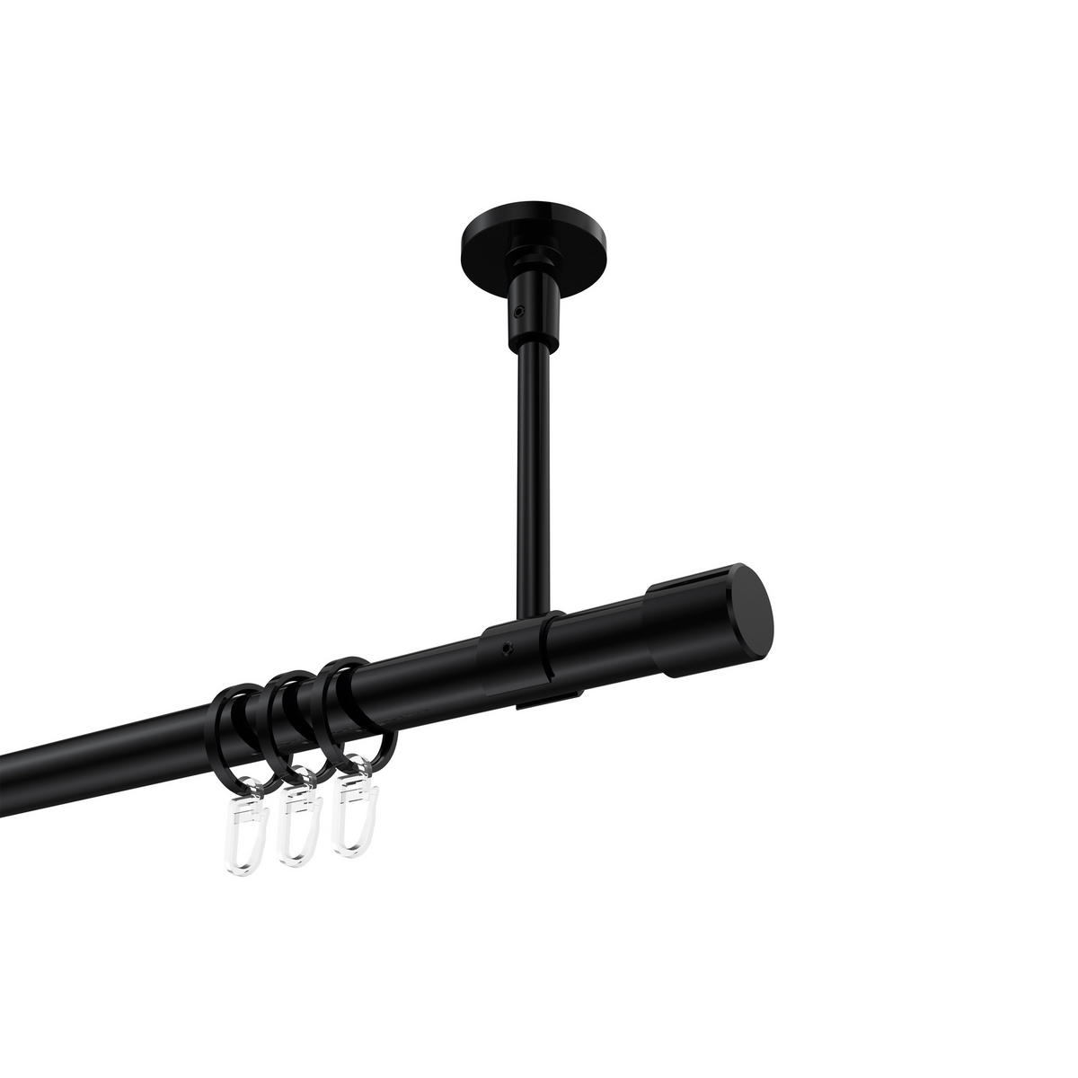 GARDINENSTANGE Sonette Santo 360 cm (geteilt in 2 x 180 cm), 1-läufig, 20 mm Ø Schwarz - Schwarz, Metall (360cm) - INTERDECO