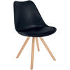 STUHL Kunststoff schwarz - Eukalyptusholzfarben/Schwarz, Holz/Kunststoff (48/81/54cm) - CLP