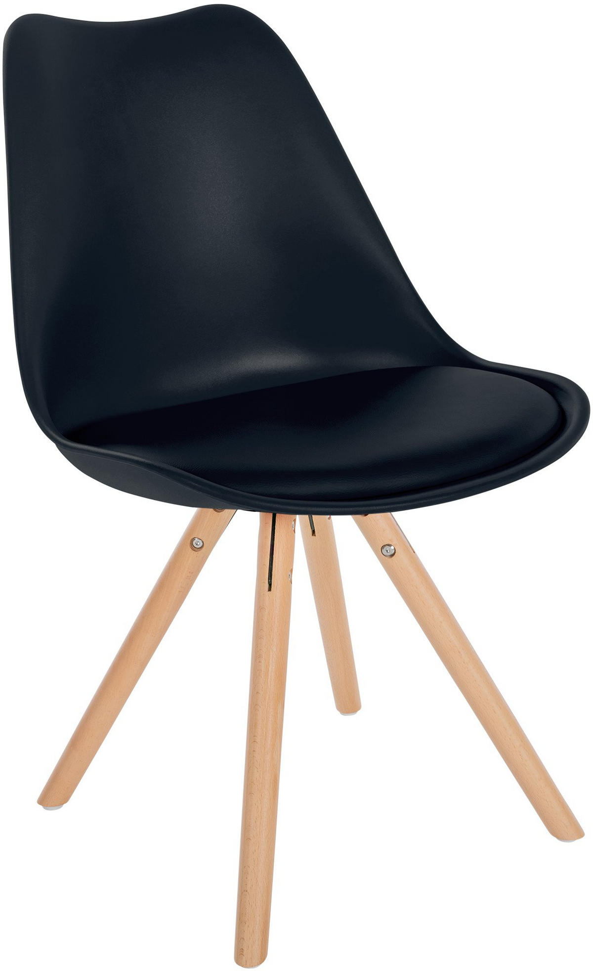 STUHL Kunststoff schwarz - Eukalyptusholzfarben/Schwarz, Holz/Kunststoff (48/81/54cm) - CLP